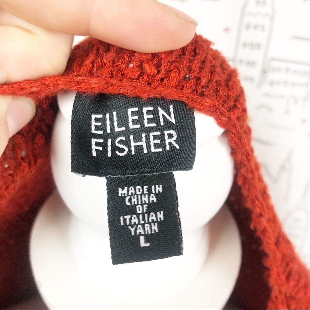 Eileen Fisher Open Weave Rust Sweater Large - image 3